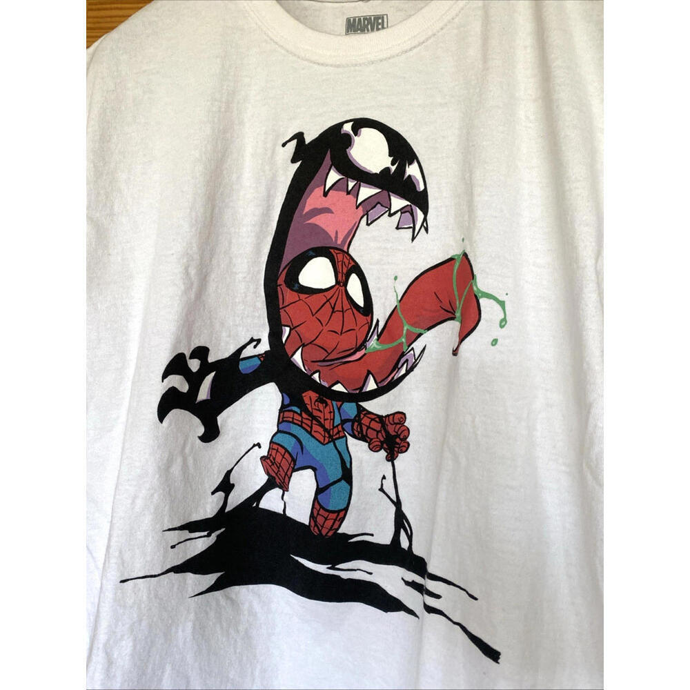Marvel L Spiderman Venom Men's Graphic White T-Shirt Large Comic Cotton - Picture 2 of 4